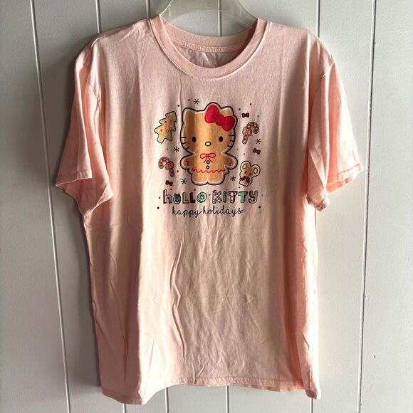 Sanrio Gingerbread Hello Kitty Happy Holidays Ladies XL Christmas T-Shirt #V - Picture 2 of 6